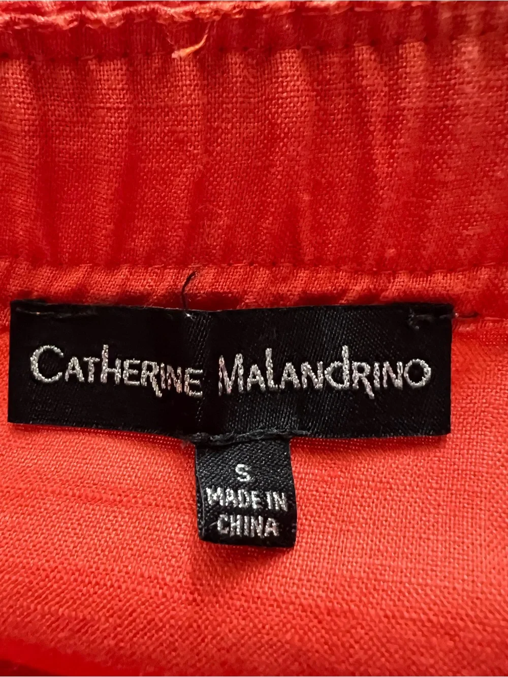 Catherine Malandrino Linen Midi Skirt Coral Tie Waist Pockets S Fits M - Picture 8 of 11
